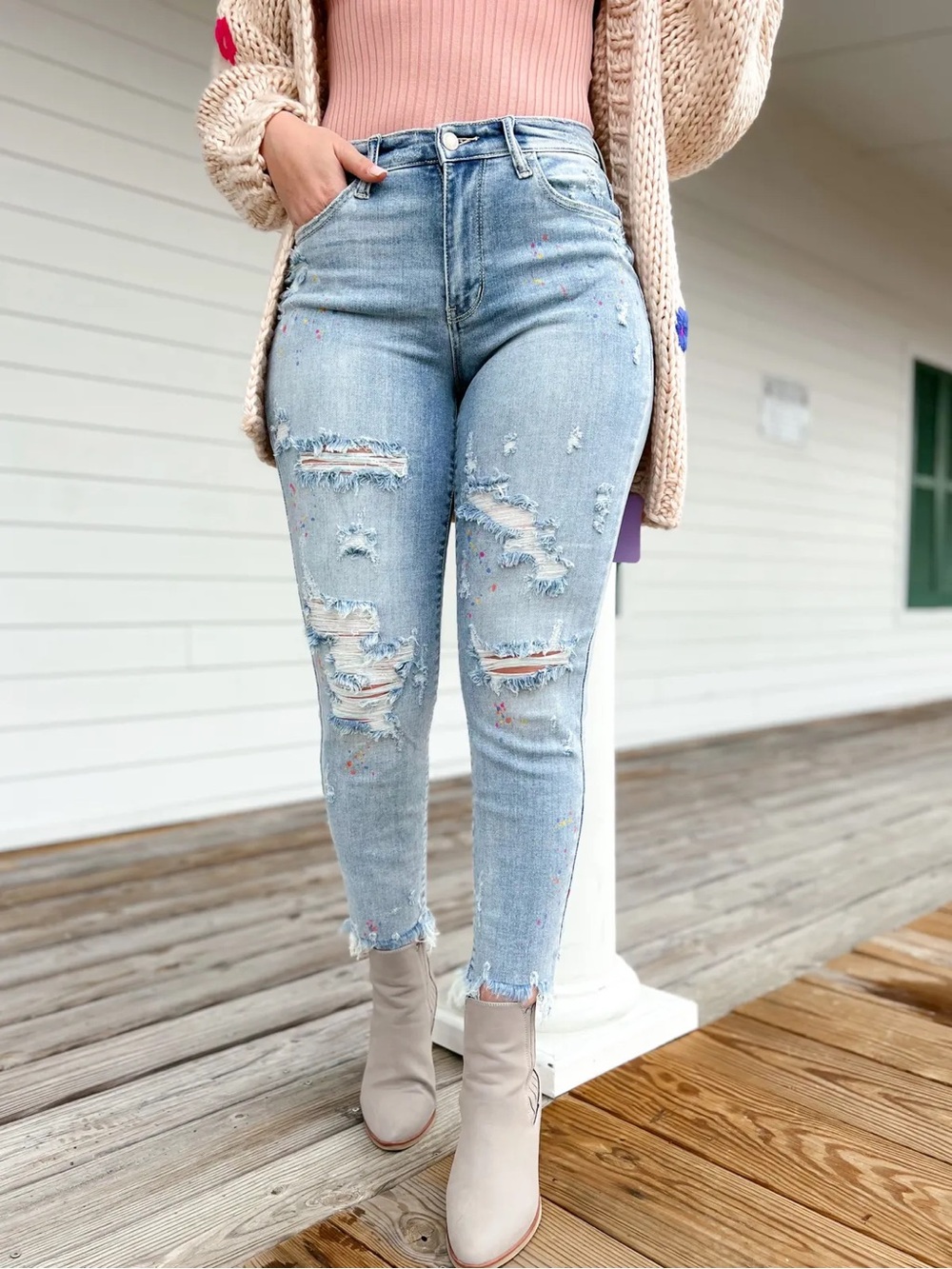 Judy Blue Light Blue High-Rise Distressed Cropped Jeans
